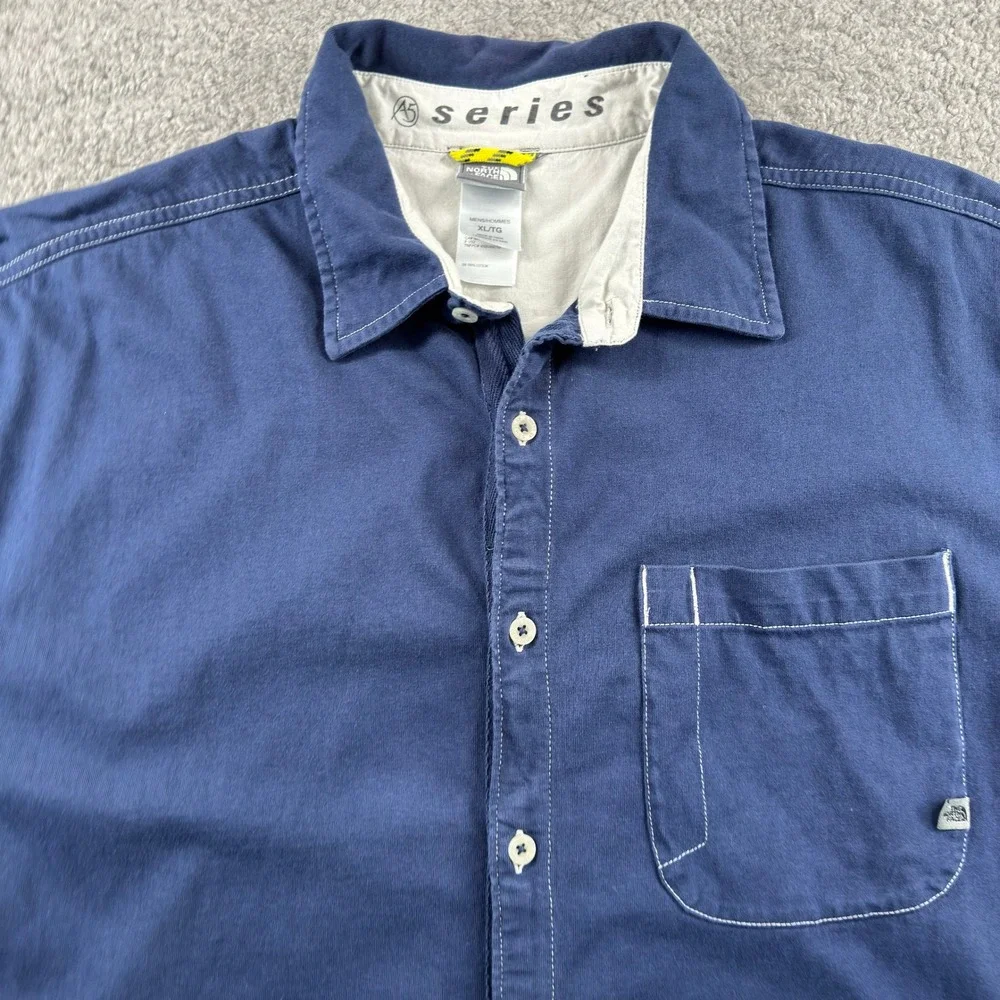 The North Face A5 Series Button Up Shirt Mens XL/TG Navy Blue Long Sleeve Preppy